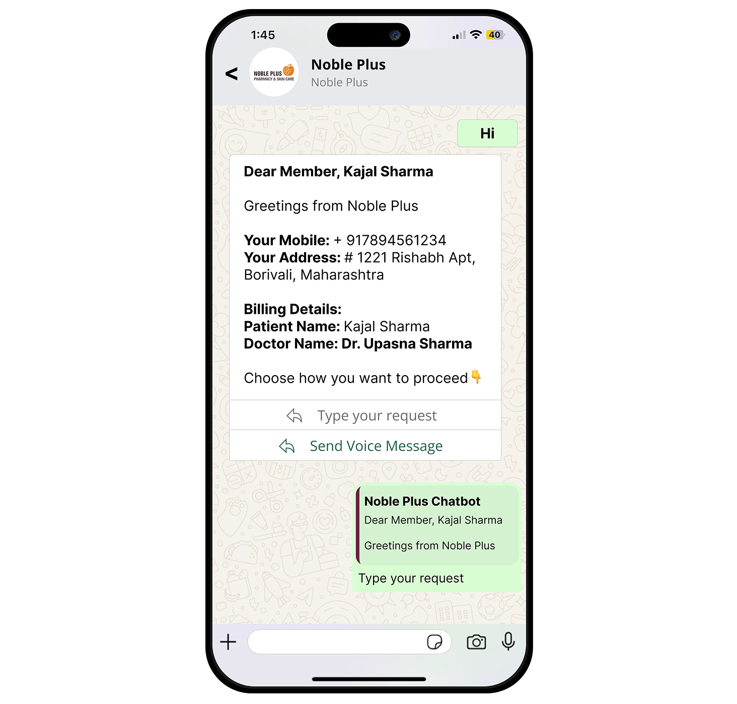 Noble plus whatsapp Agent