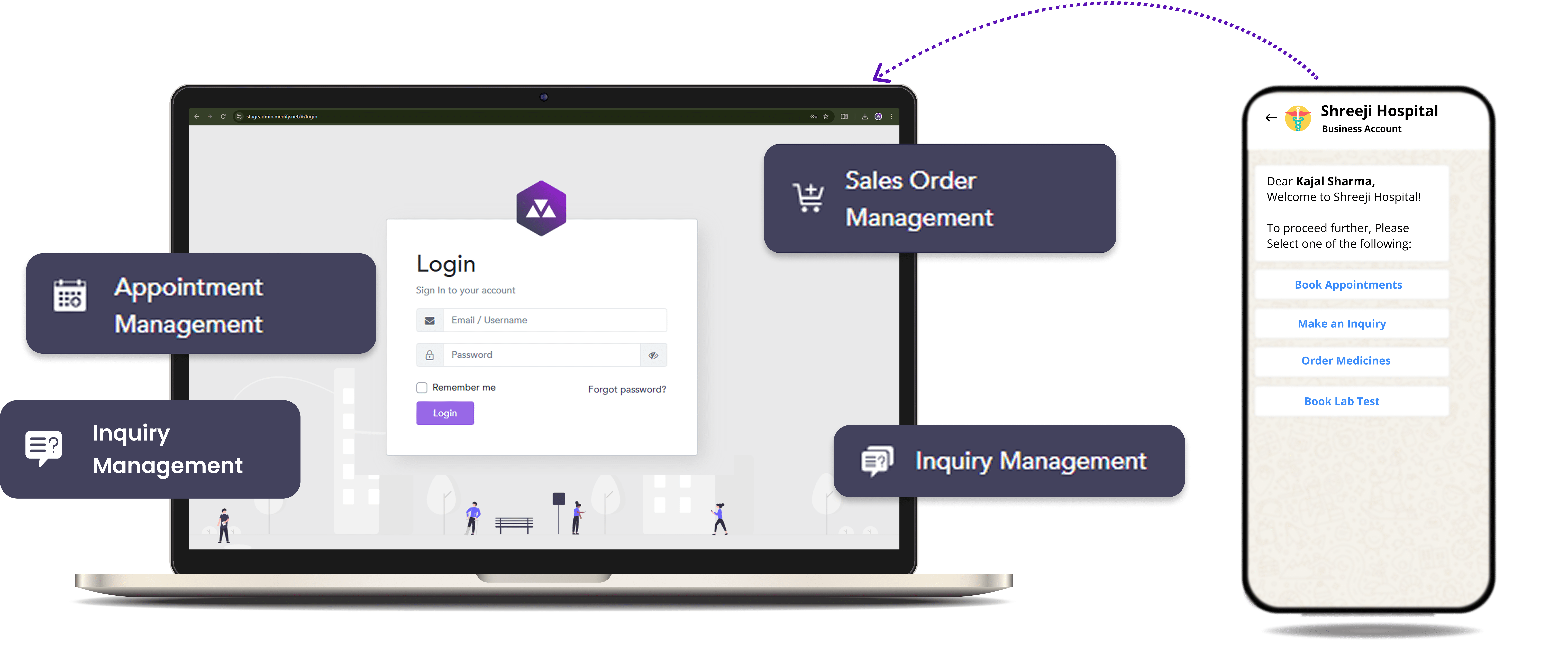 Login screen whatsapp management