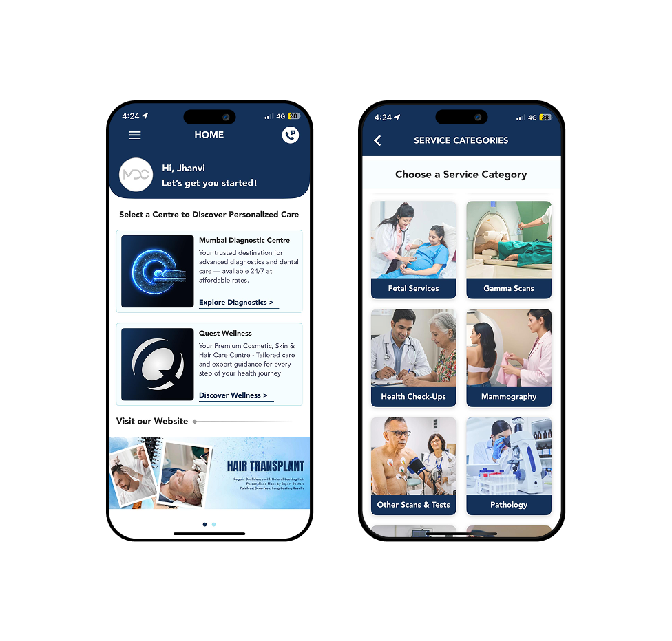 MDC X Quest Home screen for patients